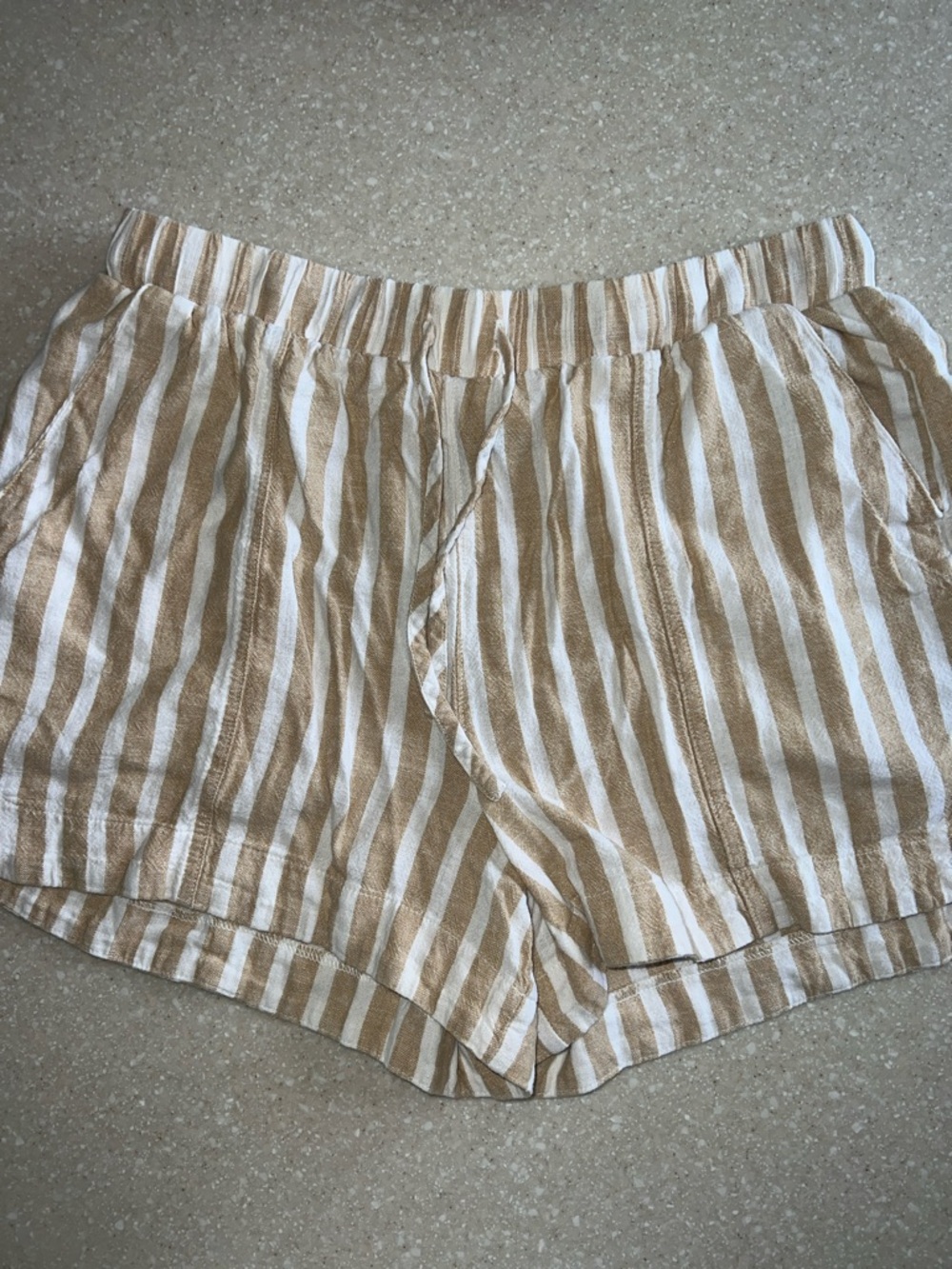 Universal Thread Beige and White Striped High Waist Shorts